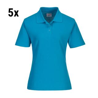 (5 kusů) Dámské polo triko- Aqua Blue - Velikost: XS