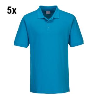 (5 kusů) Pánské polo triko - Aqua Blue - Velikost: 3XL