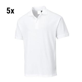 (5 kusů) Pánské polo triko - bílé - Velikost: 3XL