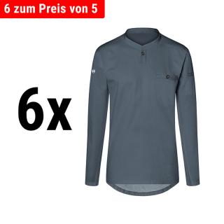 (6 kusů) Karlowsky - pánská pracovní košile s dlouhým rukávem performance - antracit - velikost: 5XL