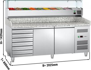 Chladící stůl na pizzu ECO - 2,0 x 0,8 m - se 2 dveřmi a 7 neutrálními zásuvkami