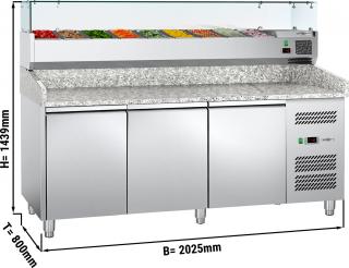 Chladící stůl na pizzu ECO - 2,0 x 0,8 m - se 3 dveřmi