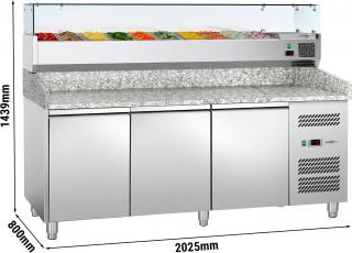 Chladicí stůl na pizzu ECO - 2,0 x 0,8 m - se 3 dvířky