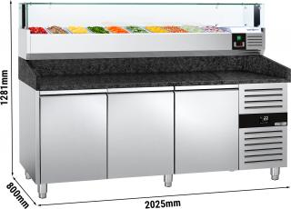 Chladící stůl na pizzuPREMIUM - 2,0 x 0,8 m - se 3 dvířky led osvětlení