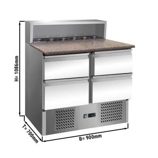 ECO chladící stůl se saladetou - 0,9 x 0,7 m - se 4 zásuvkami 1/2