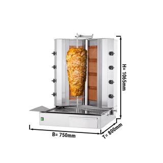 Gril na kebab - 4+4 hořáky - tvar V - max. 100 kg