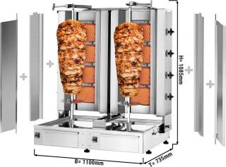 Gril na kebab Gyros/ doner - 4+4 hořáky - max. 120 kg