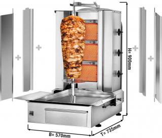 Gyros/ doner kebab gril - 3 hořáky - max. 40 kg
