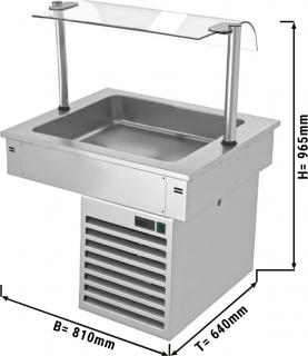 Instalační chladící vana - 0,8m - +2 ~ +8 °C - 2x GN 1/1 - se skleněnou ochranou proti kýchání