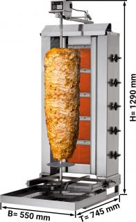 Kebab gril 5 pohyblivých hořáků do 80 kg