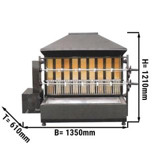 Kuřecí gril na dřevěné uhlí se 2 špízy pro 10 kuřat - 1350 x 610 x 1210 mm