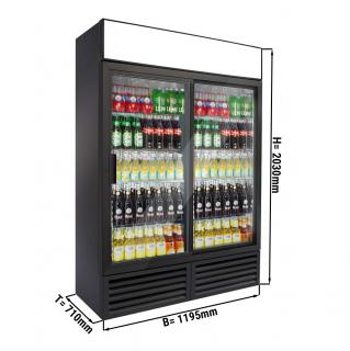Nápojová lednice - 1000 litrů - černá - s posuvnými dveřmi