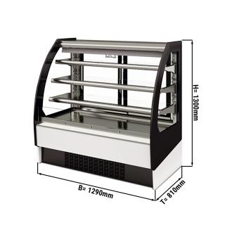 Přístěnná chladící vitrína - 1290 mm - od +4 °C do +8 °C - 3 police - s posuvnými dvířky vzadu