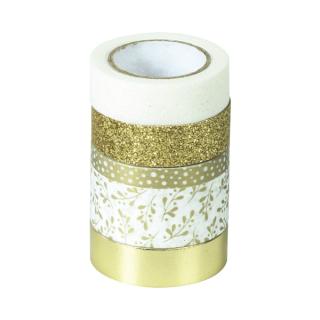 Dekorační washi pásky- Zlatá a Bílá