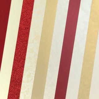 Sada dekorativních lepenkových papírů - Elegant Red 10 ks