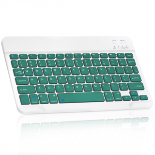 Bezdrátová klávesnice pro iMac, PC, notebooky, tablety, telefony - bílo-zelená
