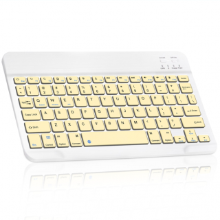 Bezdrátová klávesnice pro iMac, PC, notebooky, tablety, telefony - bílo-žlutá