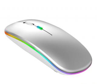 Bezdrátová Nabíjecí Silent Myš s LED podsvícením - Stříbrná