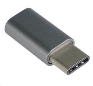 PREMIUMCORD Adaptér USB 3.1 C/samec - USB 2.0 Micro-B/samice, kovově šedý