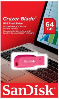 SanDisk Cruzer Blade Flash Disk 64GB, USB 2.0- růžová
