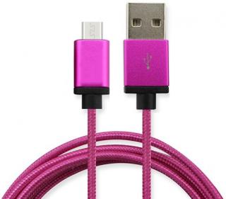 Synchronizační a nabíjecí kabel Micro USB - 1,8m - Tmavě růžový