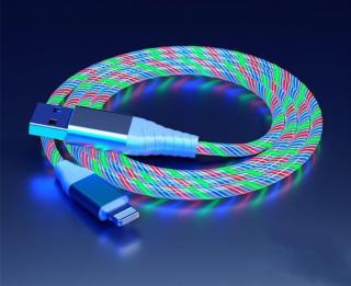 USB-lightning rychlo nabíječka s LED podsvícením - multicolor