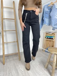 Černé baggy jeans s ozdobným řetízkem  50196  Velikosti: L