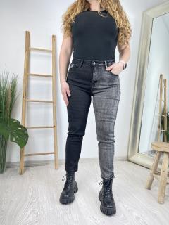 Dvoubarevné šedočerné MOM FIT džíny  F3298  Velikosti: L