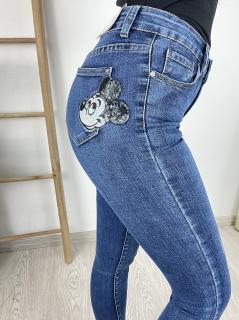 Modré klasické džíny s výšivkou Mickey mouse  WK01818  Velikosti: 30