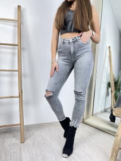 Šedé skinny s trháním  S5637-C  Velikosti: 27