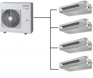 Kanálová Klimatizace Toshiba 1+4 (2,7kW + 2,7kW + 2,7kW + 2,7kW) Multi-split R32 včetně montáže