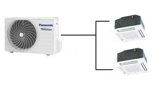 Kazetová Klimatizace Panasonic 1+2 (2kW + 2kW) Multi-split R32 včetně montáže