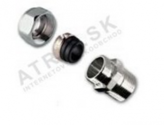 Clamp fitting with nipple - male thread, 1/2  M x 15 x 1, CU