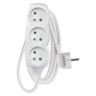 Extension cable 1.5 m / 3 sockets / white / PVC / 1 mm2