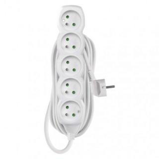 Extension cable 10 m / 5 sockets / white / PVC / 1.5 mm2