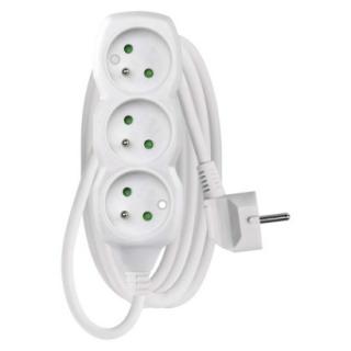 Extension cable 2 m / 3 sockets / white / PVC / 1 mm2