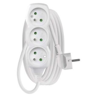 Extension cable 3 m / 3 sockets / white / PVC / 1.5 mm2