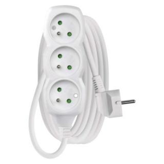 Extension cable 3 m / 3 sockets / white / PVC / 1 mm2