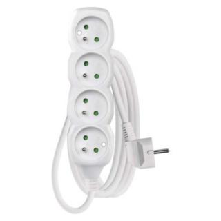 Extension cable 3 m / 4 sockets / white / PVC / 1 mm2