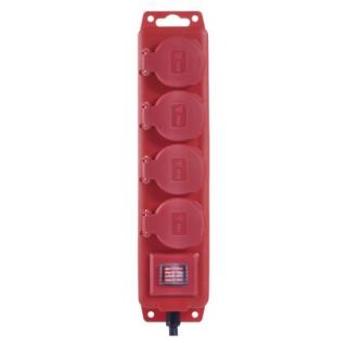 Extension cable 3 m / 4 sockets / with switch / black-red / rubber-neoprene / 1.5 mm2