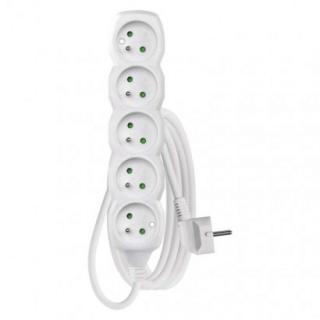 Extension cable 3 m / 5 sockets / white / PVC / 1.5 mm2