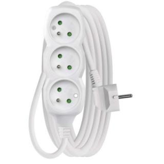 Extension cable 5 m / 3 sockets / white / PVC / 1.5 mm2