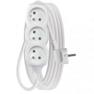 Extension cable 5 m / 3 sockets / white / PVC / 1 mm2