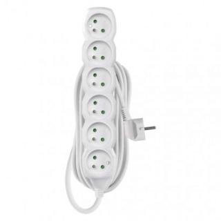 Extension cable 5 m / 6 sockets / white / PVC / 1 mm2