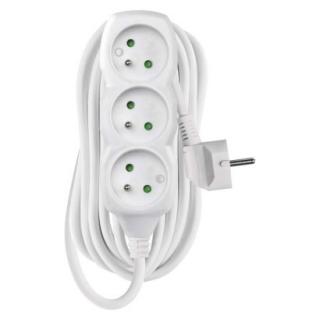 Extension cable 7 m / 3 sockets / white / PVC / 1 mm2