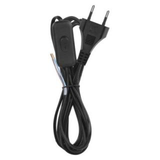 Flexo PVC cord 2× 0,75mm2 with switch, 2m, black