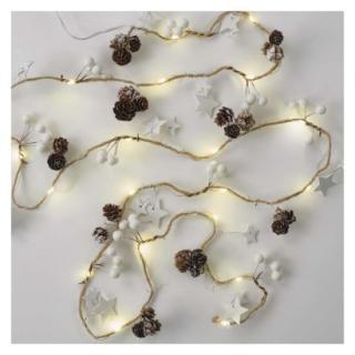 LED Christmas garland - pine cones, 1,7 m, 2x AA, indoor, warm white