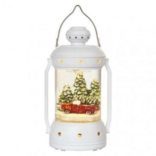LED Christmas lantern, 19,5 cm, 3× AA, inside, warm white, timer