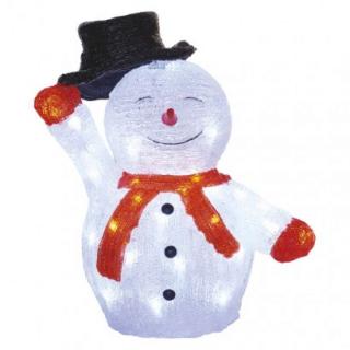 LED Christmas snowman with hat, 36 cm, indoor and outdoor, cool white, timer