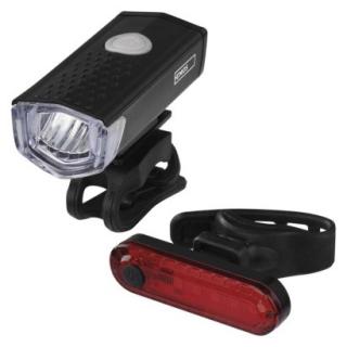 LED front + rear rechargeable bike light P3923, 90 lm